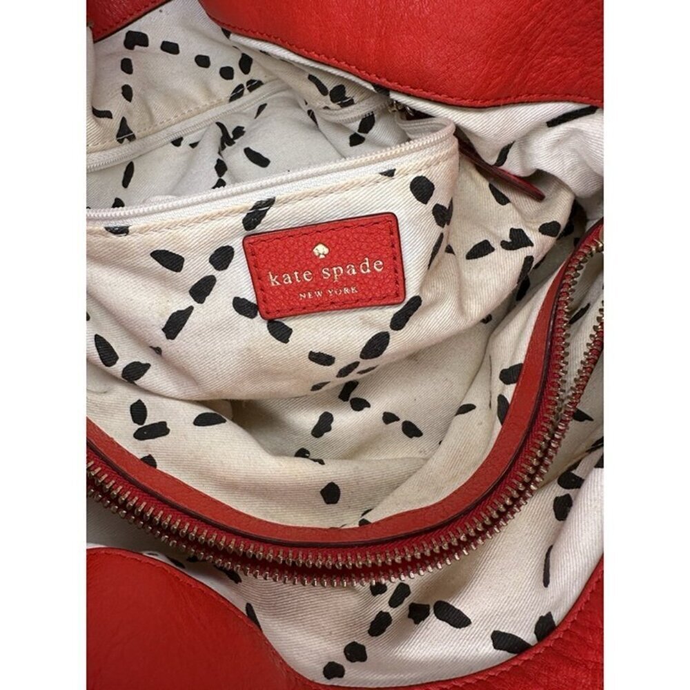 Kate Spade Satchel Double Handles Front Zip Beautiful Red - Damaged Interior - Picture 10 of 10